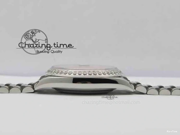 MiroTime 0116 Minimalist Day Date 40mm SS BP Maker Best Edition Diamond Bezel Silver Dial On SS Bracelet A 3697